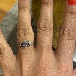 New - Silver ring with purple stone - Size 6.5